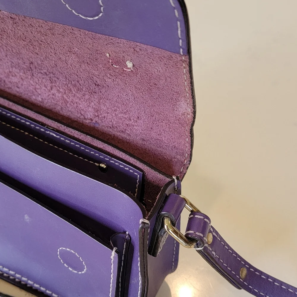 Kate Spade Purple Leather Essex Scout Crossbody Handbag Messenger Bag